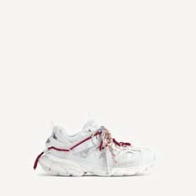 Herren-Track-Sneaker mit Schnürung in Weiß/Rot/Grau/Schwarz