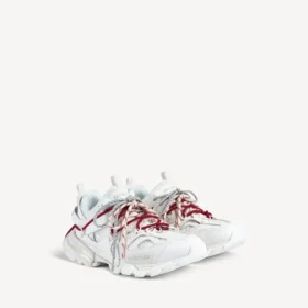 Herren-Track-Sneaker mit Schnürung in Weiß/Rot/Grau/Schwarz