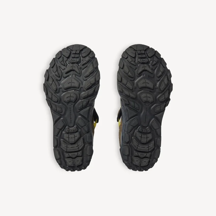 Herren-Wandersandale als Sneaker in Taupe/Schwarz/Neongelb Herren-Wandersandale als Sneaker in Taupe/Schwarz/Neongelb