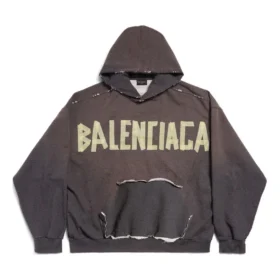 Hoodie mit aufgerissener Tasche im Tape Type-Stil, Large-Fit, „Dark Grey“ 744441TQVA98519