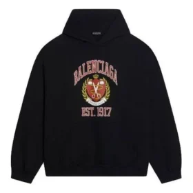 Hoodie mit College-Logo-Print, Wide Fit, „Schwarz“, 674986TLV901076