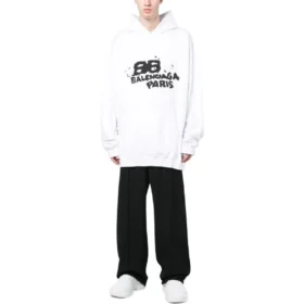 Hoodie mit handgezeichnetem BB Icon, Large-Fit „Weiß“ 620973TNVQ19040
