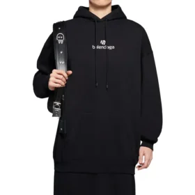 Hoodie mit langen Ärmeln und Alphabet-Aufdruck, schwarz 578135TJVE11034