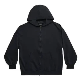Hoodie mit Reißverschluss und Außenschlaufen, schmale Passform „Black Faded“ 744454TOVF51055
