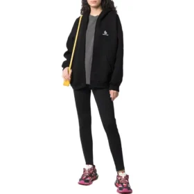 Hoodie mit Reißverschluss und gesticktem Logo „Schwarz“ 674719TLVH81070