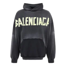 Hoodie mit zerrissener Tasche im Tape Type, Oversize „Black Faded“ 744190TOVB11055