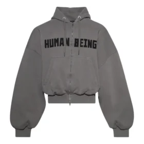 Human Being Rundhals-Hoodie mit Reißverschluss „Dark Grey“ 827153TSVB91441