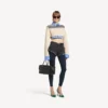 Hybrid-Pullover für Damen in Marineblau/Weiß Hybrid-Pullover für Damen in Marineblau/Weiß