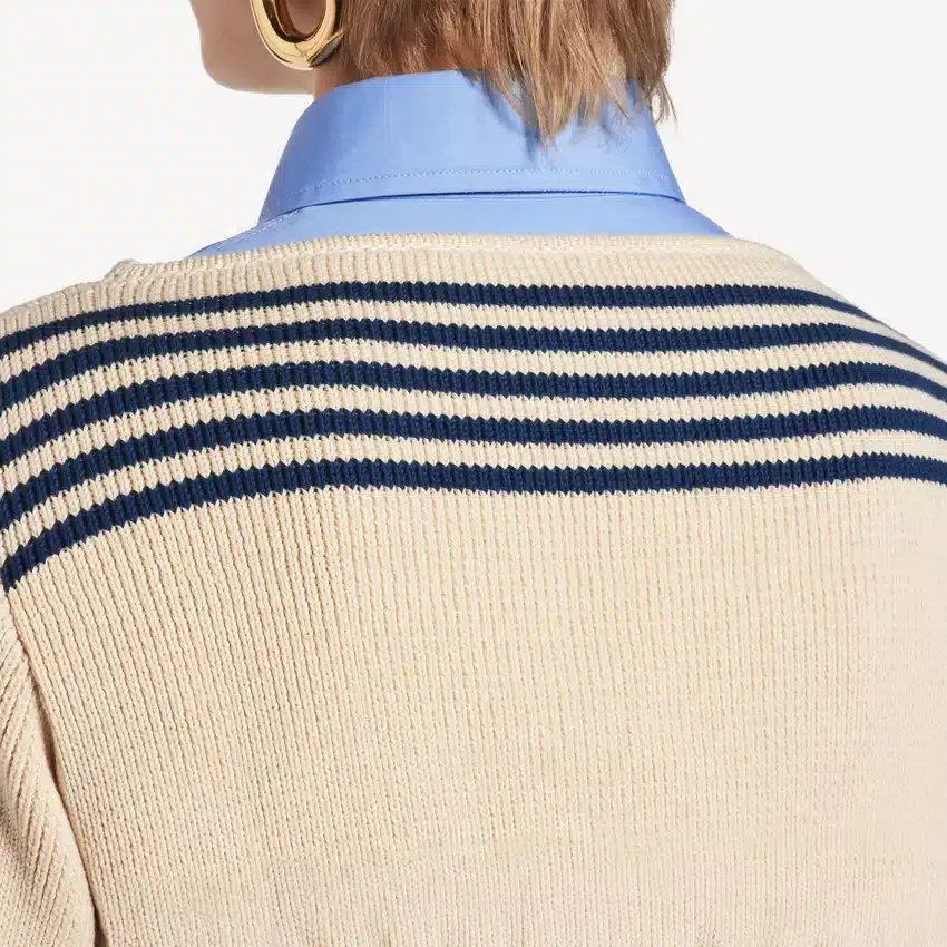 Hybrid-Pullover für Damen in Marineblau/Weiß Hybrid-Pullover für Damen in Marineblau/Weiß