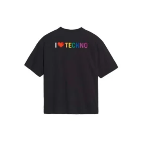 „I Love Techno“ – bestickt, schwarz 556089TDV201000