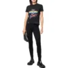 Jersey-T-Shirt mit Grafikprint in Small-Fit und Used-Optik „Washed Black“ 612964TMVH31055