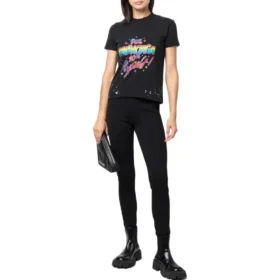 Jersey-T-Shirt mit Grafikprint in Small-Fit und Used-Optik „Washed Black“ 612964TMVH31055