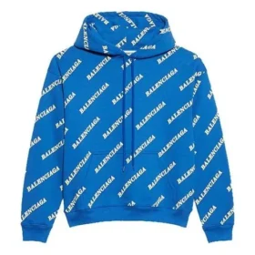 Kapuzen-Hoodie mit Kordelzug und durchgehendem Alphabet-Logo-Print, blau 612959TIV715011