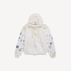 Klassischer Herren-Hoodie mit Reißverschluss in Weiß