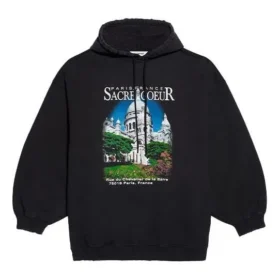 Klassischer Hoodie mit Aufdruck, locker geschnitten, schwarz 641529TJVH91000