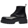 Kleine Martin Mid-Stiefel aus Rindsleder mit Schnürung „Schwarz“ 589338WA9601000