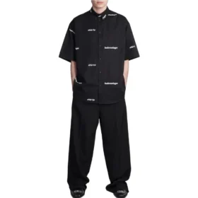 Kurzarm-Shirt mit All-Over-Logo „Black White“ 681702TOL651070