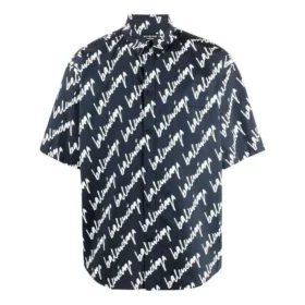 Kurzarm-Shirt mit Allover-Scribble-Print „Dunkelblau Weiß“ 681702TLLJ48502