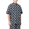 Kurzarm-Shirt mit Allover-Scribble-Print „Dunkelblau Weiß“ 681702TLLJ48502