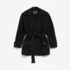 Kurzer Trenchcoat für Damen im Cocoon-Stil in Schwarz Kurzer Trenchcoat für Damen im Cocoon-Stil in Schwarz
