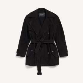 Kurzer Trenchcoat für Damen im Cocoon-Stil in Schwarz Kurzer Trenchcoat für Damen im Cocoon-Stil in Schwarz