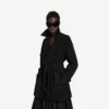 Kurzer Trenchcoat für Damen im Cocoon-Stil in Schwarz Kurzer Trenchcoat für Damen im Cocoon-Stil in Schwarz
