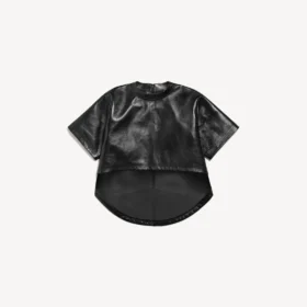 Kurzes Damen-T-Shirt mit Schleppe in Schwarz