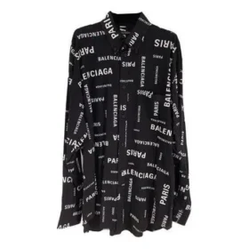 Langarmhemd aus Viskose mit Allover-Print, Large Fit „Schwarz“ 658956TPLB41070