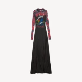Langes Tie-Dye-Kleid für Damen in Schwarz