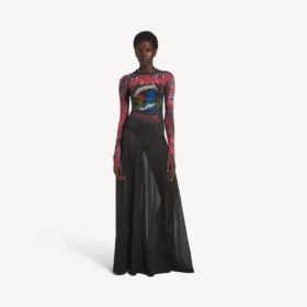 Langes Tie-Dye-Kleid für Damen in Schwarz