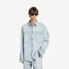 Langärmliges Herren-Denim-Hemd in Hellblau Langärmliges Herren-Denim-Hemd in Hellblau