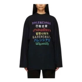 Languages Logo Langarm-T-Shirt „Black Multicolor“ 641667TJVI32771
