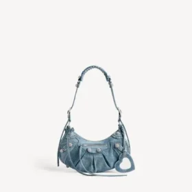 Le Cagole-Umhängetasche für Damen, klein, mit Strasssteinen in Blau