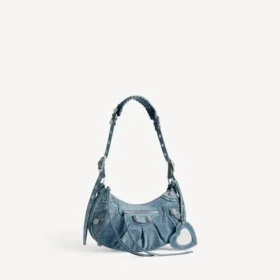Le Cagole-Umhängetasche für Damen, klein, mit Strasssteinen in Blau