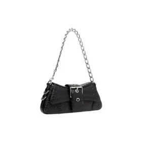 Lindsay Kleine Schultertasche mit Krokodilprägung „Schwarz“ 701141210C91000