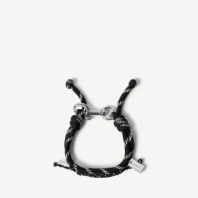 Malibu-Kordelarmband in Schwarz/Weiß/Glänzendem Silber Malibu-Kordelarmband in Schwarz/Weiß/Glänzendem Silber