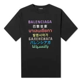 Mehrsprachig bedrucktes Kurzarm-Shirt für Herren, schwarz 612966TJVI32771