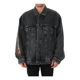 Metallica Oversized-Denim-Jacke „Washed Black Orange“ 694504TBP471055