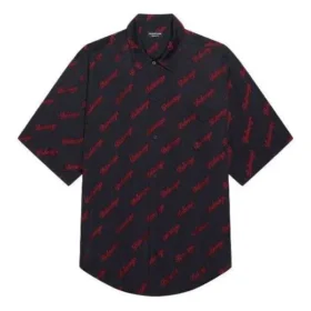 Minimal Kurzarm-Shirt „Black Red“ 658841TKO521076