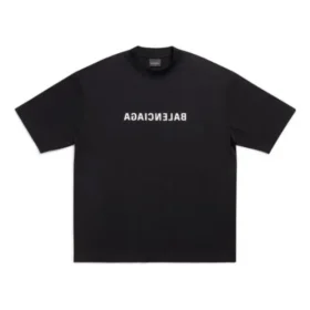 Mirror Balenciaga T-Shirt, mittlere Passform „Schwarz“ 612966TNVR21070