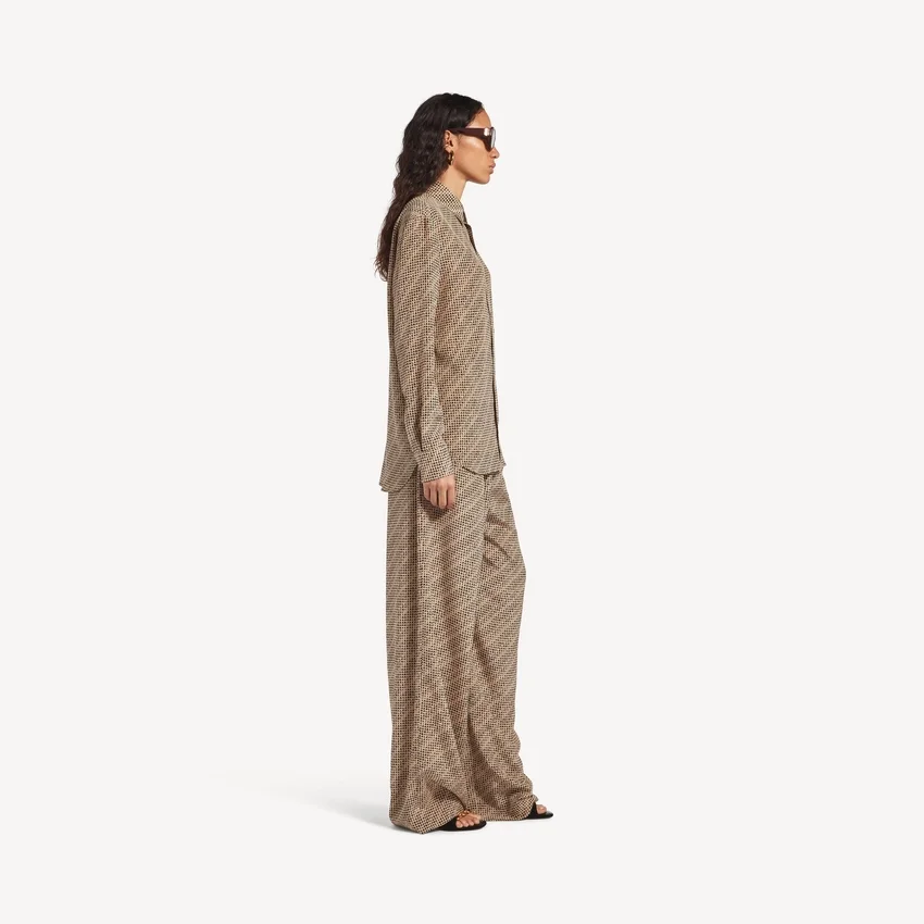 Monogram-Pyjama-Hose für Damen in Beige/Schwarz Monogram-Pyjama-Hose für Damen in Beige/Schwarz