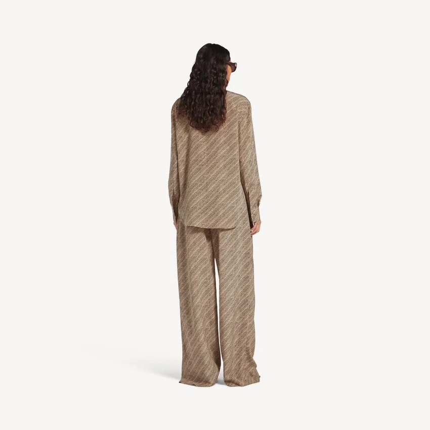 Monogram-Pyjama-Hose für Damen in Beige/Schwarz Monogram-Pyjama-Hose für Damen in Beige/Schwarz