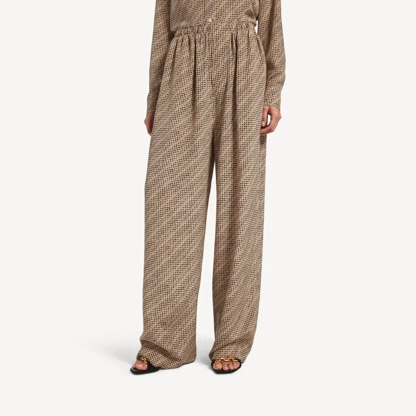 Monogram-Pyjama-Hose für Damen in Beige/Schwarz Monogram-Pyjama-Hose für Damen in Beige/Schwarz