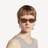 Neo-Sonnenbrille in runder Form mit gepunktetem Havanna-Muster