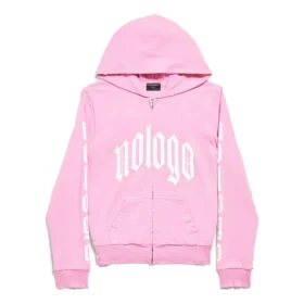 Nologo-Hoodie mit Reißverschluss, schmale Passform „Light Pink White“ 788243TQVK55708