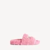 Offene Pantoletten für Damen mit Fellbesatz in zartem Rosa Offene Pantoletten für Damen mit Fellbesatz in zartem Rosa