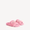 Offene Pantoletten für Damen mit Fellbesatz in zartem Rosa Offene Pantoletten für Damen mit Fellbesatz in zartem Rosa