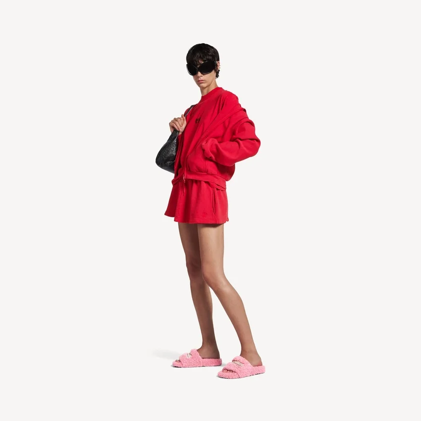 Offene Pantoletten für Damen mit Fellbesatz in zartem Rosa Offene Pantoletten für Damen mit Fellbesatz in zartem Rosa