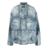 Oversized Cut-Up-Ring-Denim-Jacke „Blau“ 697779TMW264437