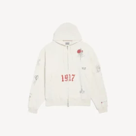 Oversized-Hoodie mit Reißverschluss für Herren in Creme